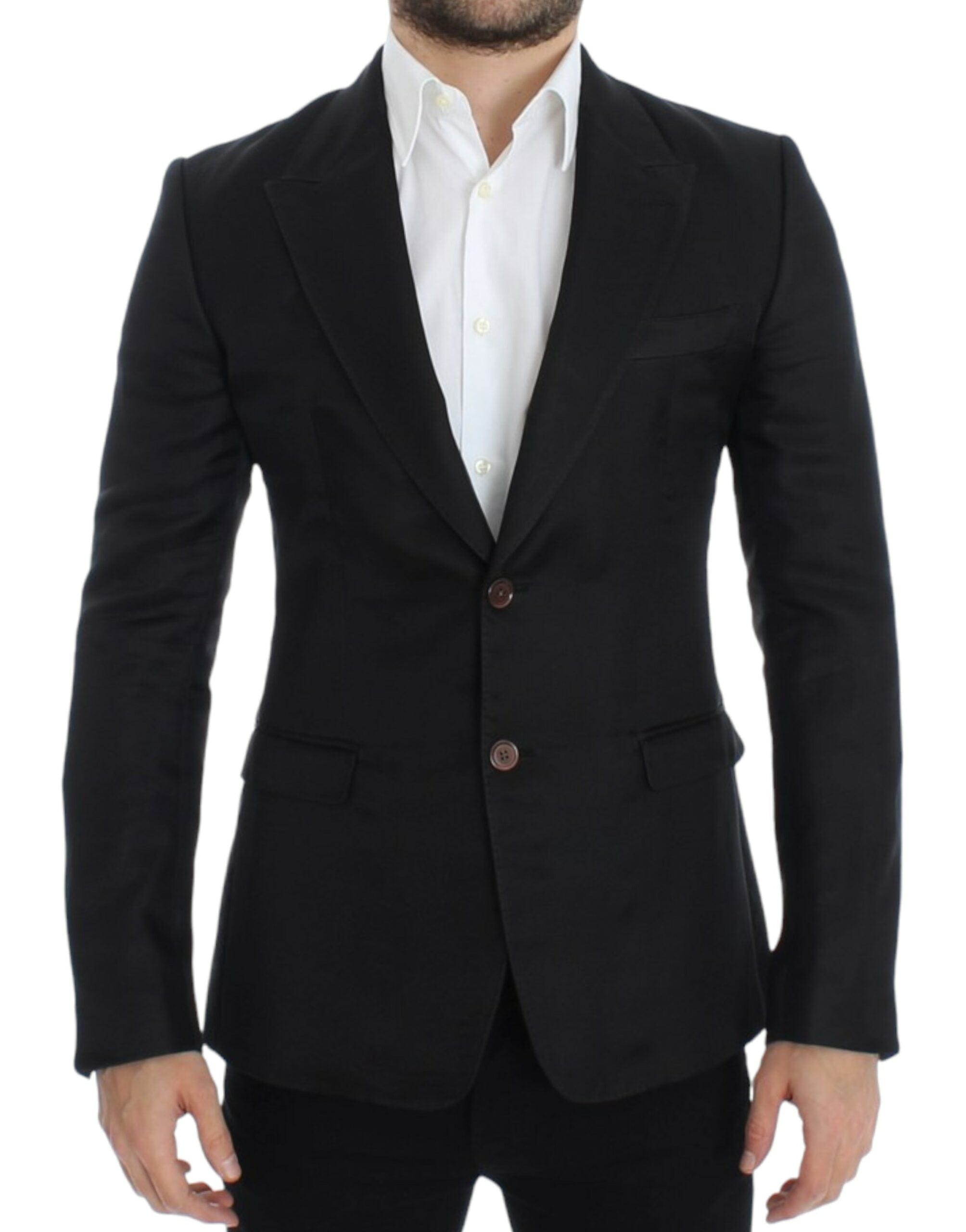 Dolce & Gabbana Linen Shirts IT48 | M Dolce & Gabbana Elegant Black Silk Blend Two-Button Blazer