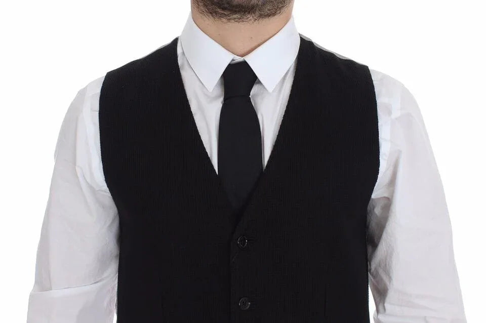 Dolce & Gabbana Formal Vests IT48 | M Dolce & Gabbana Elegant Black Silk Dress Vest