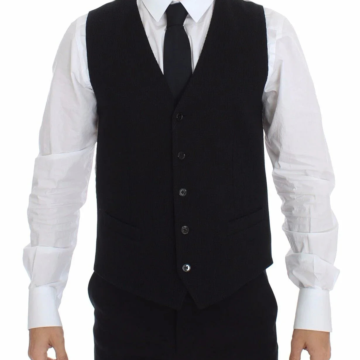Dolce & Gabbana Formal Vests IT48 | M Dolce & Gabbana Elegant Black Silk Dress Vest