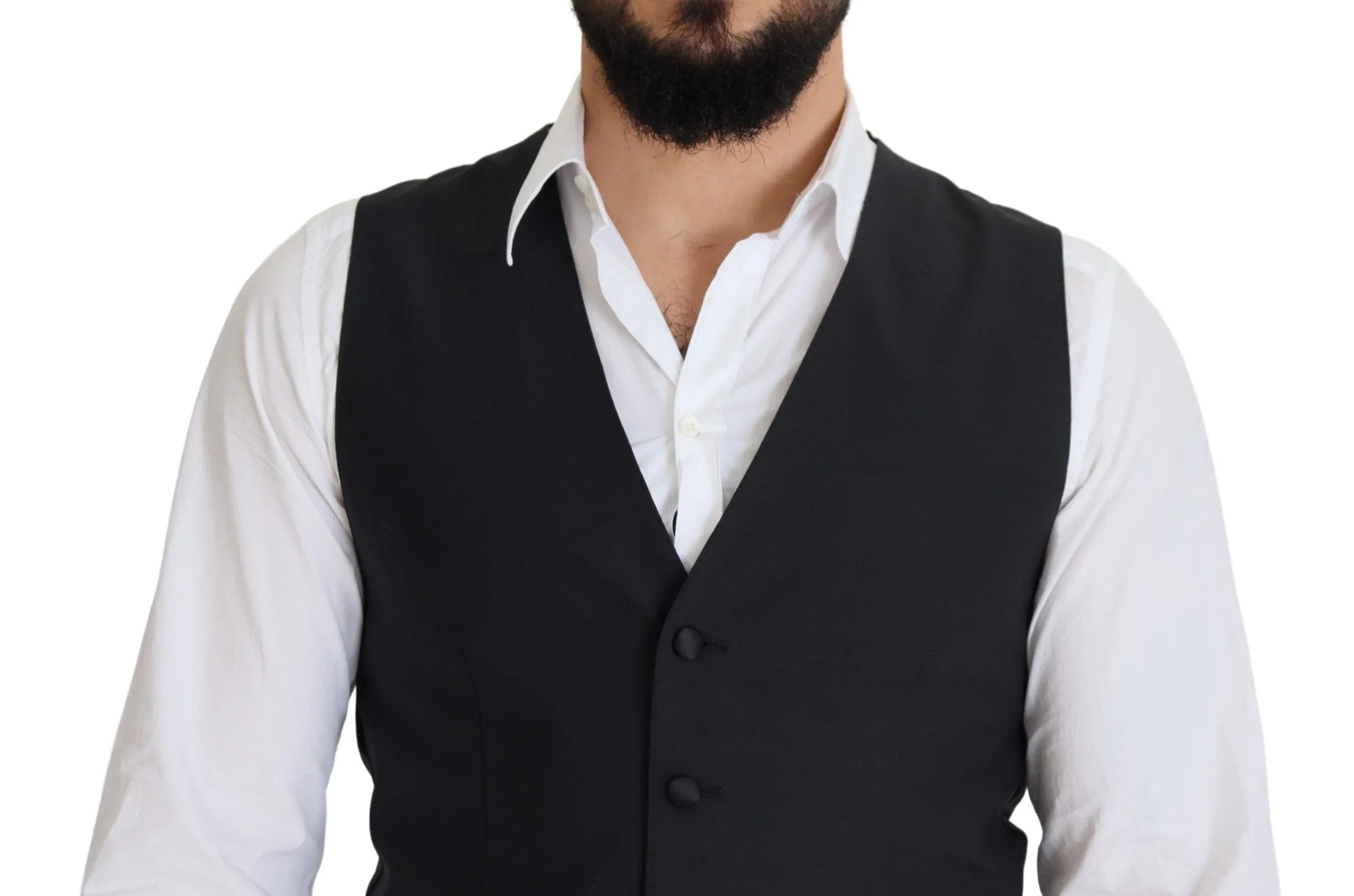 Dolce & Gabbana Formal Vests IT50 | L Dolce & Gabbana Elegant Black Single Breasted Dress Vest