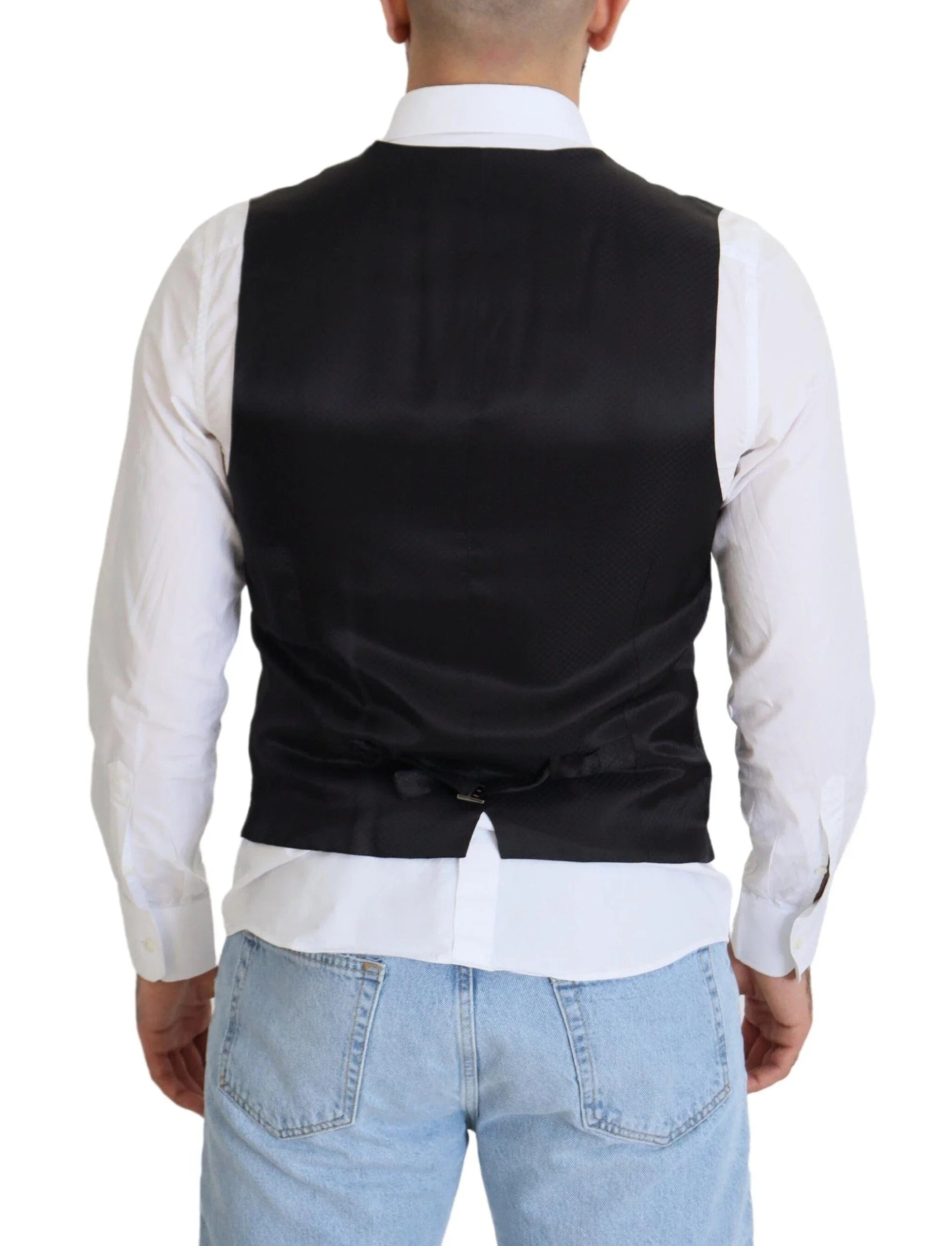 Dolce & Gabbana Formal Vests IT50 | L Dolce & Gabbana Elegant Black Single Breasted Dress Vest