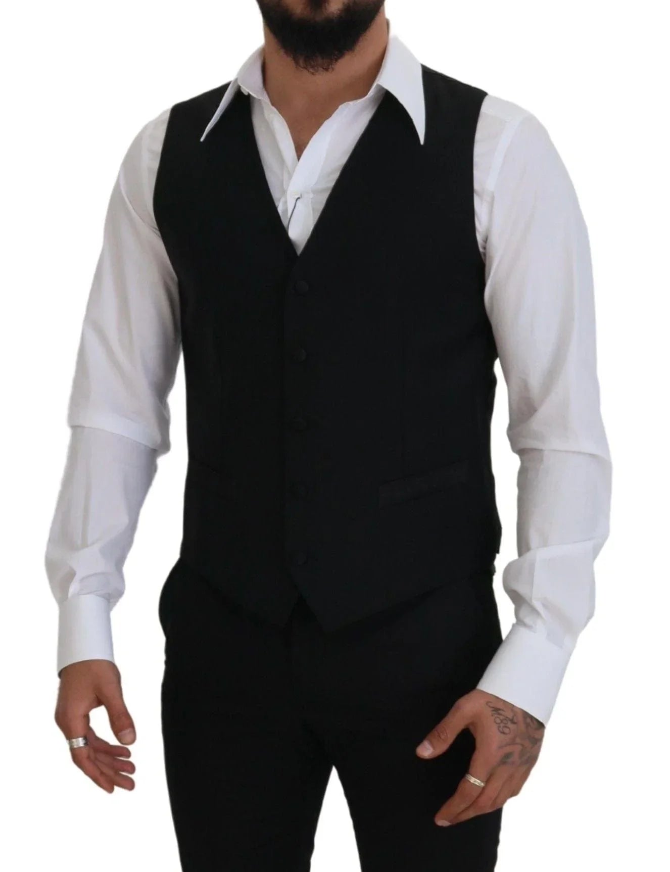 Dolce & Gabbana Formal Vests IT50 | L Dolce & Gabbana Elegant Black Single-Breasted Dress Vest