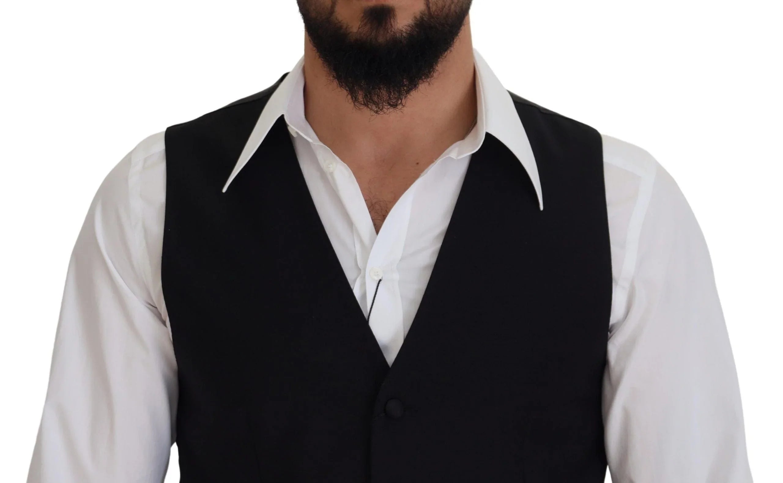 Dolce & Gabbana Formal Vests IT50 | L Dolce & Gabbana Elegant Black Single-Breasted Dress Vest