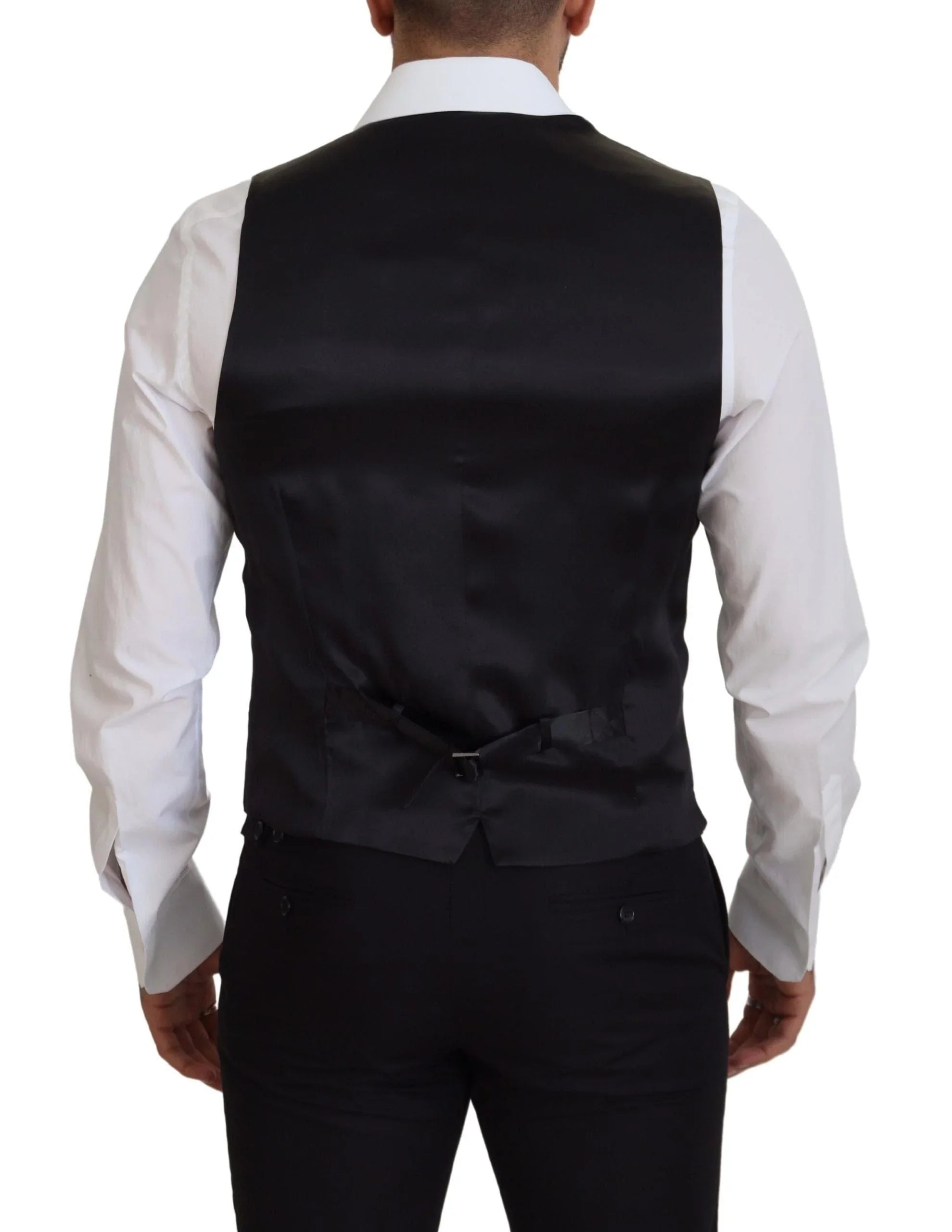 Dolce & Gabbana Formal Vests IT50 | L Dolce & Gabbana Elegant Black Single-Breasted Dress Vest