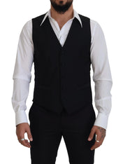 Dolce & Gabbana Formal Vests IT50 | L Dolce & Gabbana Elegant Black Single-Breasted Dress Vest
