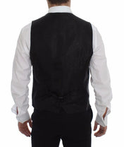 Dolce & Gabbana Formal Vests IT48 | M Dolce & Gabbana Elegant Black Striped Single Breasted Dress Vest