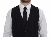 Dolce & Gabbana Formal Vests IT48 | M Dolce & Gabbana Elegant Black Striped Single Breasted Dress Vest