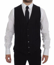 Dolce & Gabbana Formal Vests IT48 | M Dolce & Gabbana Elegant Black Striped Single Breasted Dress Vest