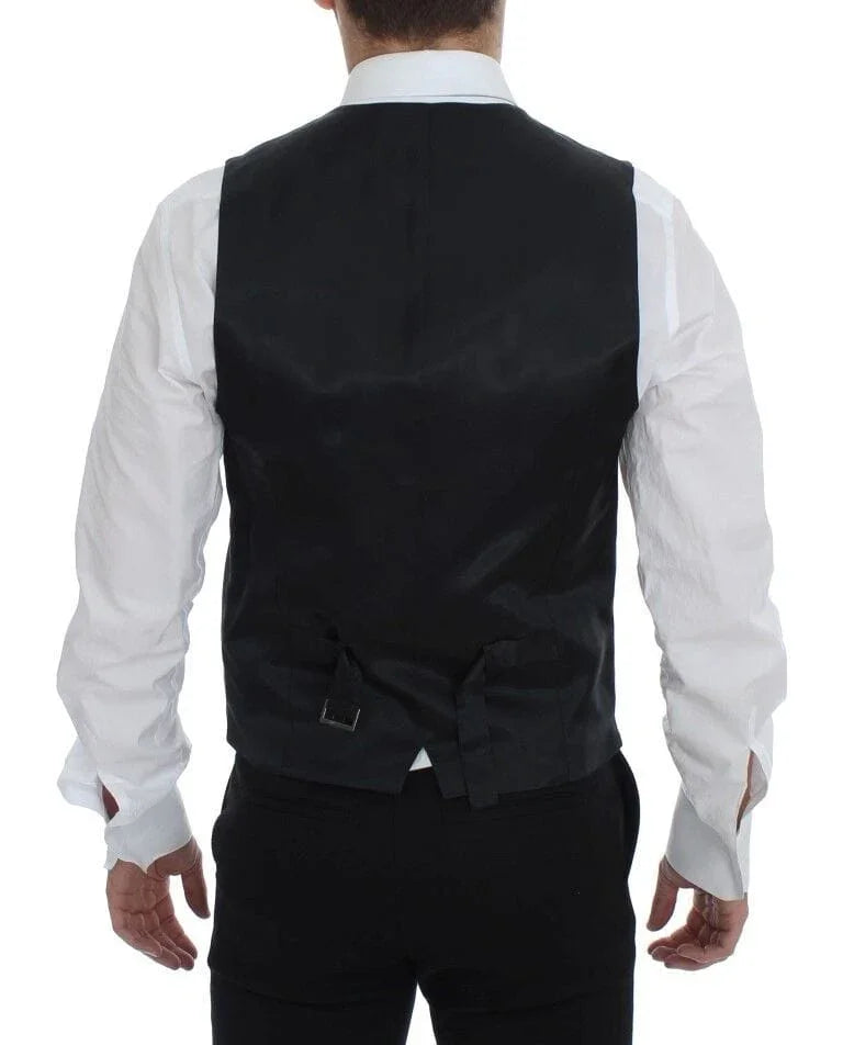 Dolce & Gabbana Formal Vests IT48 | M Dolce & Gabbana Elegant Black Striped Wool Dress Vest