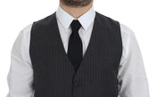 Dolce & Gabbana Formal Vests IT48 | M Dolce & Gabbana Elegant Black Striped Wool Dress Vest