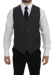 Dolce & Gabbana Formal Vests IT48 | M Dolce & Gabbana Elegant Black Striped Wool Dress Vest