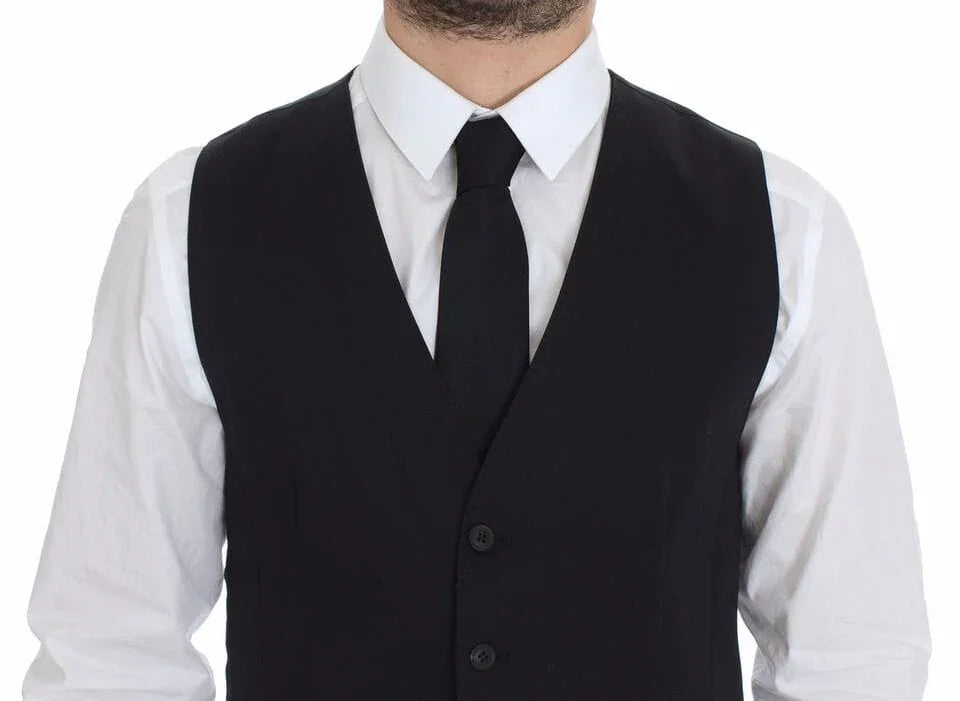 Dolce & Gabbana Formal Vests IT46 | S Dolce & Gabbana Elegant Blue Cotton Stretch Dress Vest