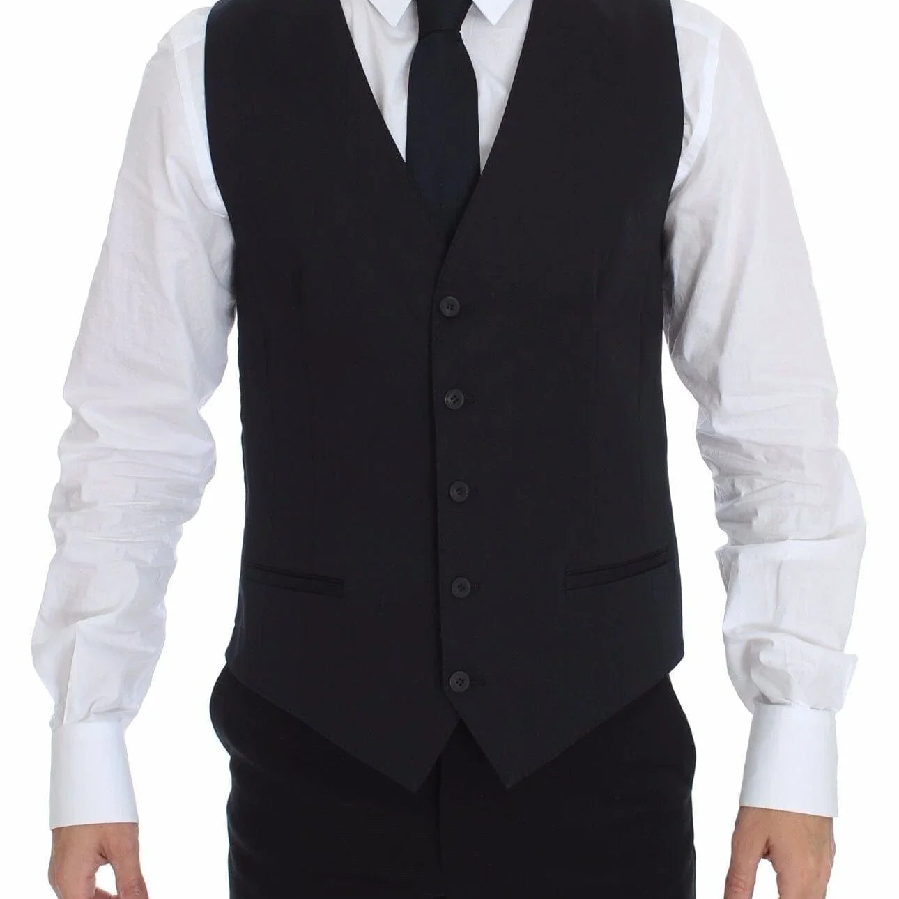 Dolce & Gabbana Formal Vests IT46 | S Dolce & Gabbana Elegant Blue Cotton Stretch Dress Vest
