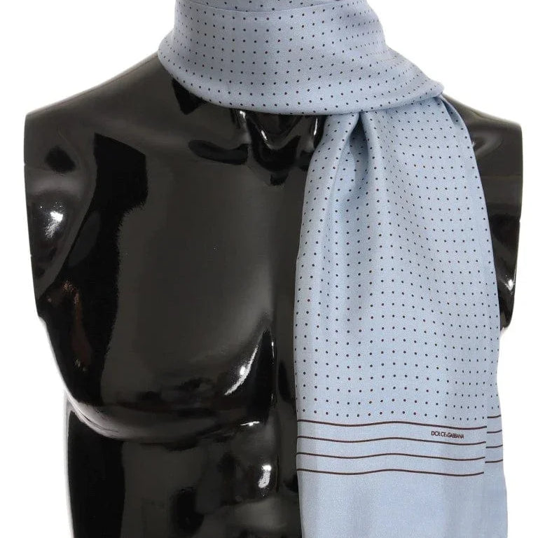 Dolce & Gabbana Scarves Dolce & Gabbana Elegant Blue Silk Polka Dot Men's Scarf