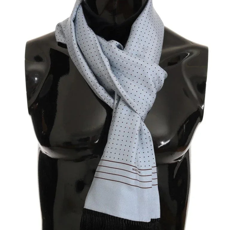 Dolce & Gabbana Scarves Dolce & Gabbana Elegant Blue Silk Polka Dot Men's Scarf