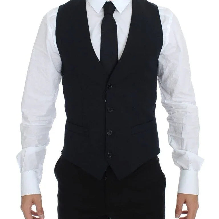Dolce & Gabbana Formal Vests IT44 | XS Dolce & Gabbana Elegant Blue Wool Dress Vest