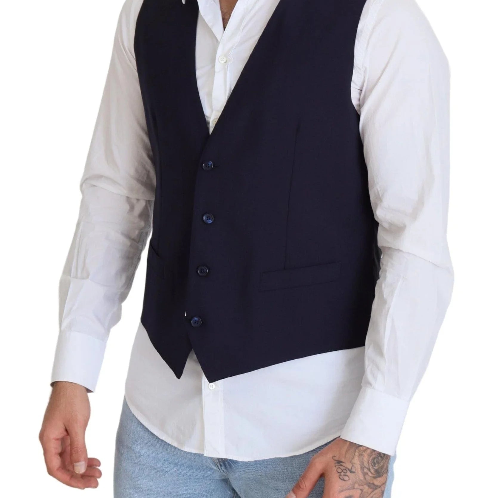 Dolce & Gabbana Formal Vests IT50 | L Dolce & Gabbana Elegant Dark Blue Formal Dress Vest