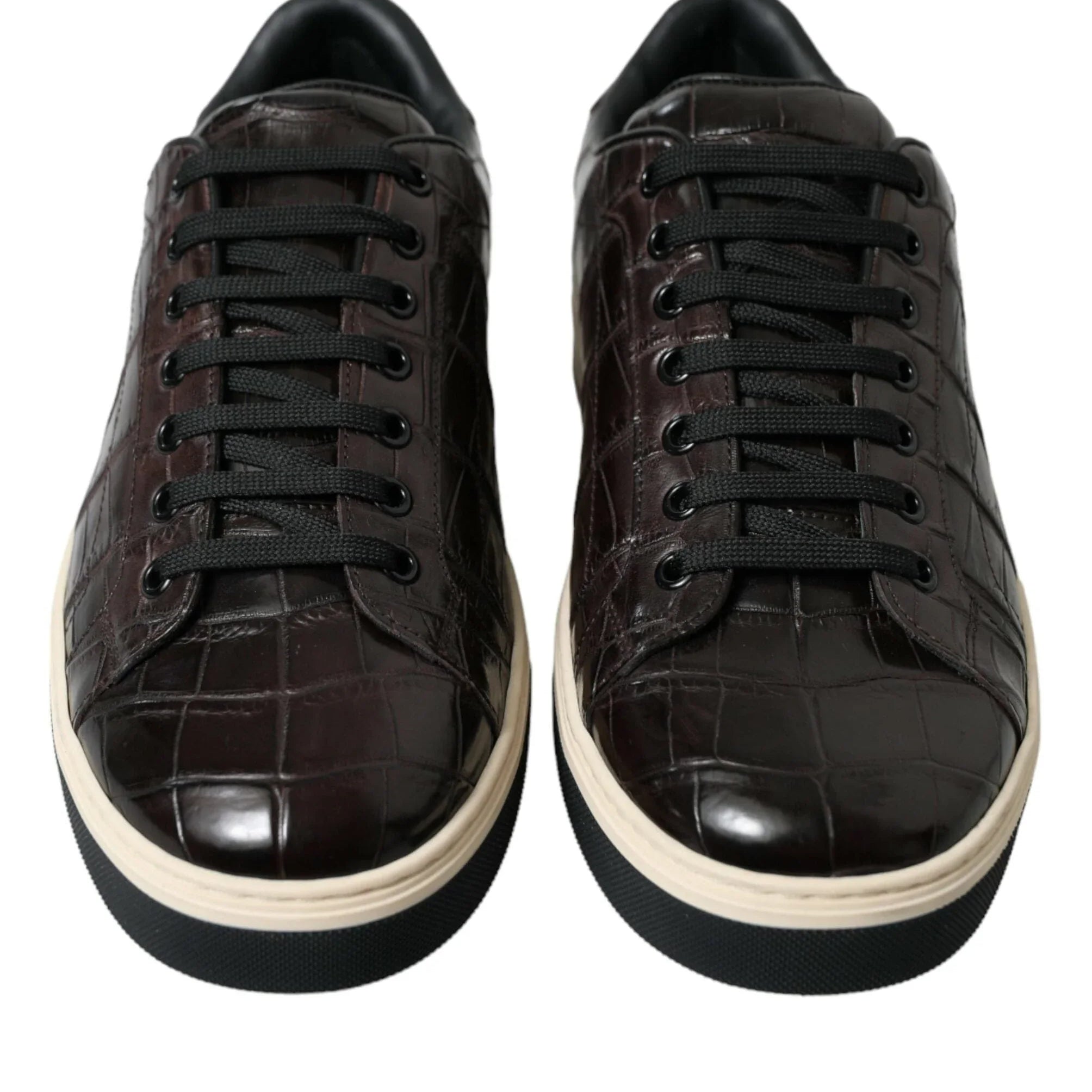 US6 Dolce & Gabbana Elegant Exotic Leather Low-Top Sneakers