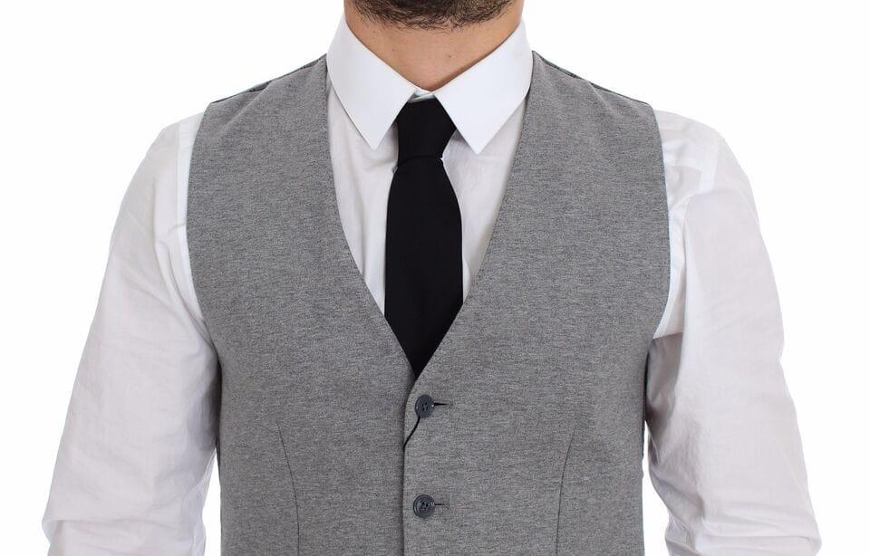 Dolce & Gabbana Formal Vests IT44 | XS Dolce & Gabbana Elegant Gray Cotton Stretch Dress Vest