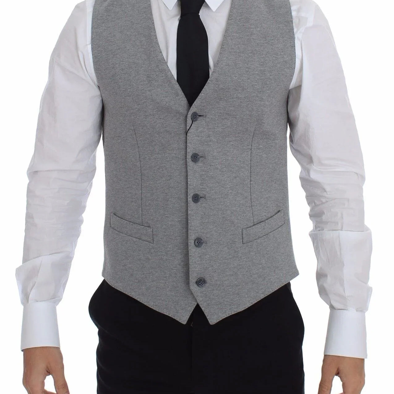 Dolce & Gabbana Formal Vests IT44 | XS Dolce & Gabbana Elegant Gray Cotton Stretch Dress Vest