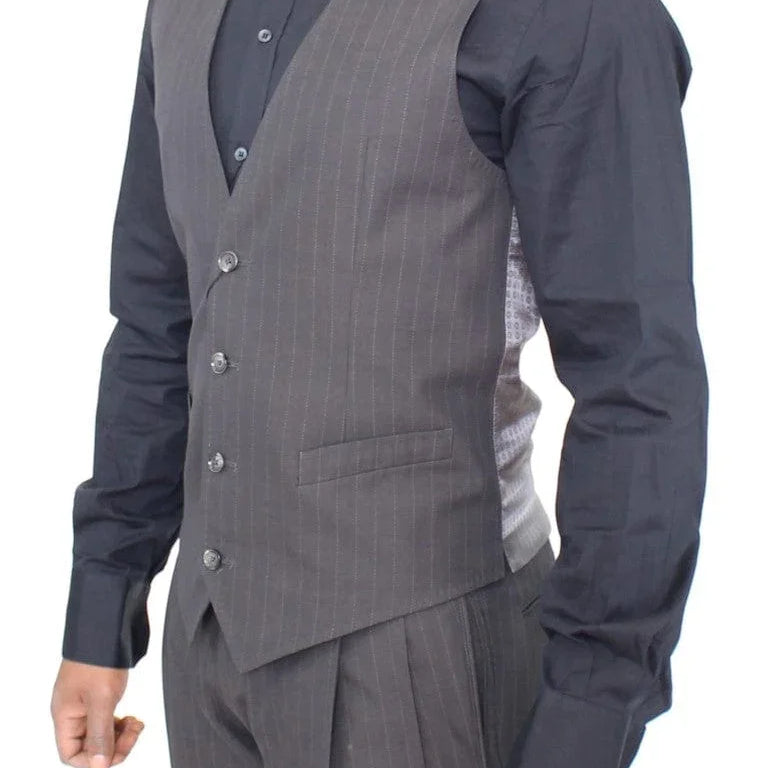 Dolce & Gabbana Formal Vests IT46 | S Dolce & Gabbana Elegant Gray Striped Dress Vest