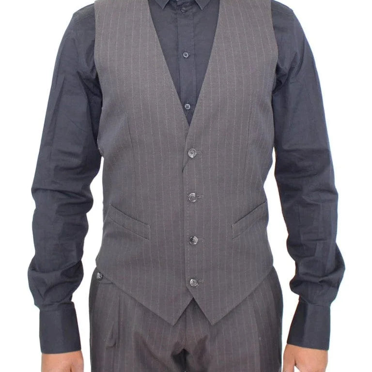 Dolce & Gabbana Formal Vests IT46 | S Dolce & Gabbana Elegant Gray Striped Dress Vest