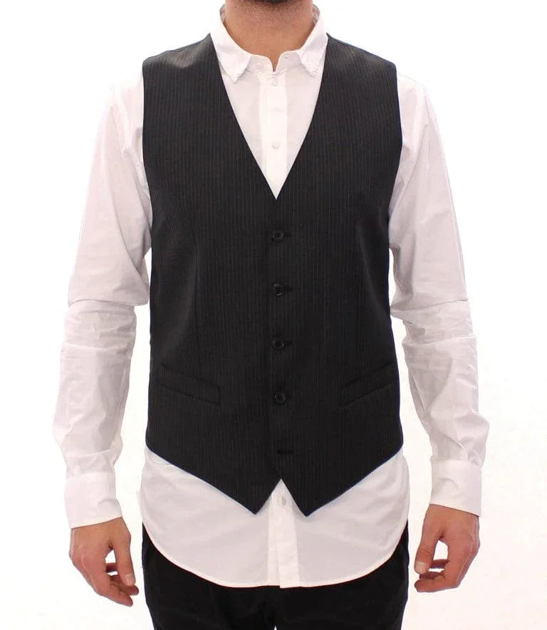 Dolce & Gabbana Formal Vests IT48 | M Dolce & Gabbana Elegant Gray Striped Dress Vest