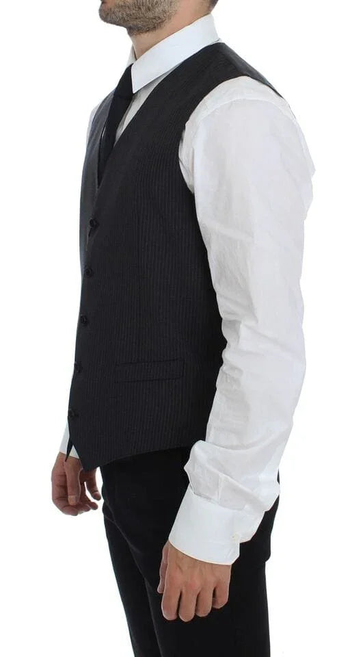 Dolce & Gabbana Formal Vests IT48 | M Dolce & Gabbana Elegant Gray Striped Dress Vest