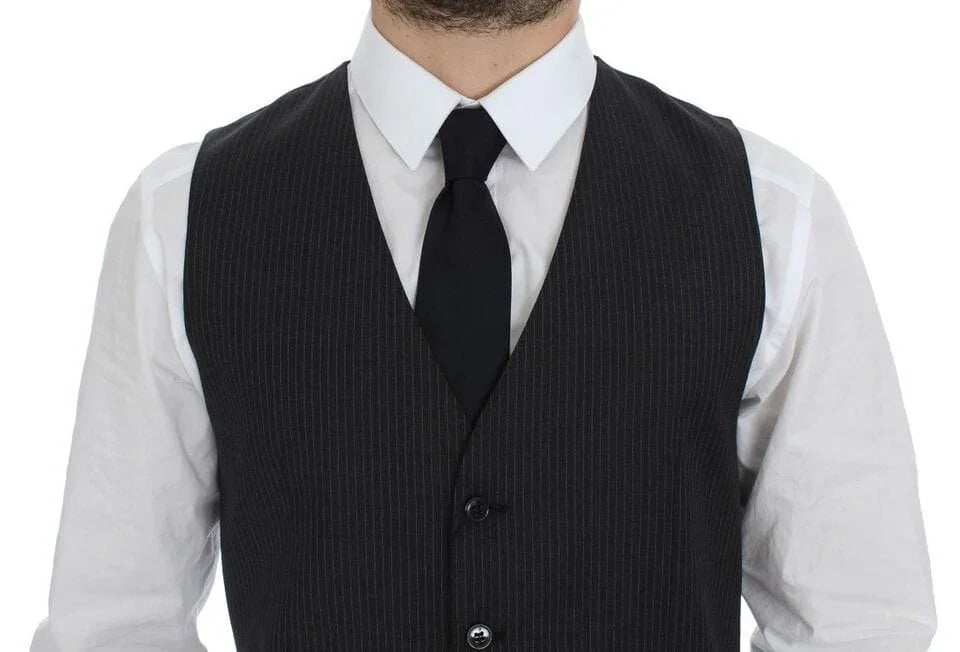 Dolce & Gabbana Formal Vests IT48 | M Dolce & Gabbana Elegant Gray Striped Dress Vest