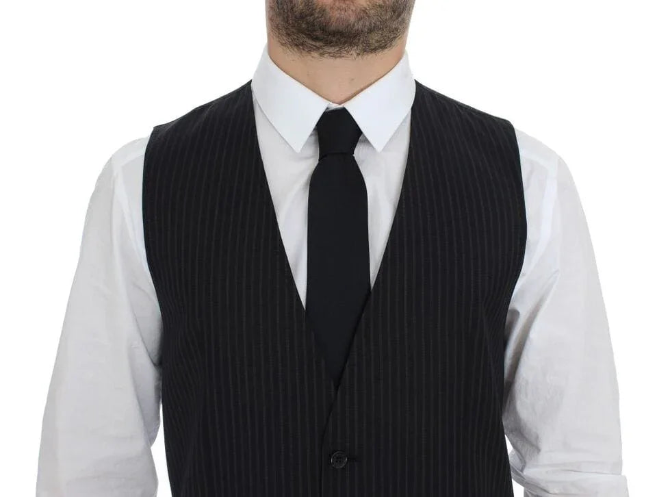 Dolce & Gabbana Formal Vests IT50 | L Dolce & Gabbana Elegant Gray Striped Dress Vest