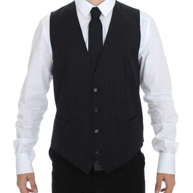 Dolce & Gabbana Formal Vests IT50 | L Dolce & Gabbana Elegant Gray Striped Dress Vest