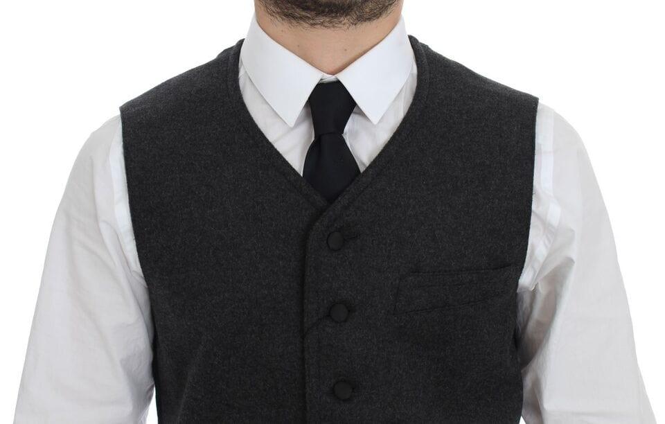 Dolce & Gabbana Formal Vests IT48 | M Dolce & Gabbana Elegant Gray Wool Blend Dress Vest