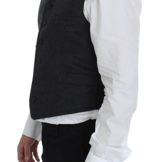 Dolce & Gabbana Formal Vests IT48 | M Dolce & Gabbana Elegant Gray Wool Blend Dress Vest