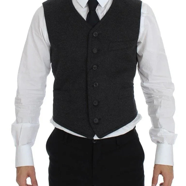 Dolce & Gabbana Formal Vests IT48 | M Dolce & Gabbana Elegant Gray Wool Blend Dress Vest
