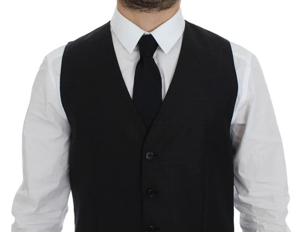 Dolce & Gabbana Formal Vests IT48 | M Dolce & Gabbana Elegant Gray Wool Blend Dress Vest