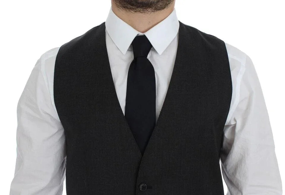 Dolce & Gabbana Formal Vests IT48 | M Dolce & Gabbana Elegant Gray Wool Formal Dress Vest