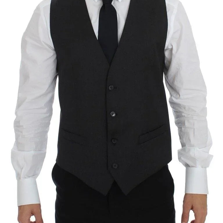 Dolce & Gabbana Formal Vests IT48 | M Dolce & Gabbana Elegant Gray Wool Formal Dress Vest