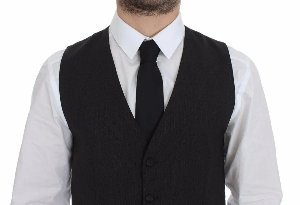 Dolce & Gabbana Formal Vests IT48 | M Dolce & Gabbana Elegant Gray Wool Stretch Dress Vest