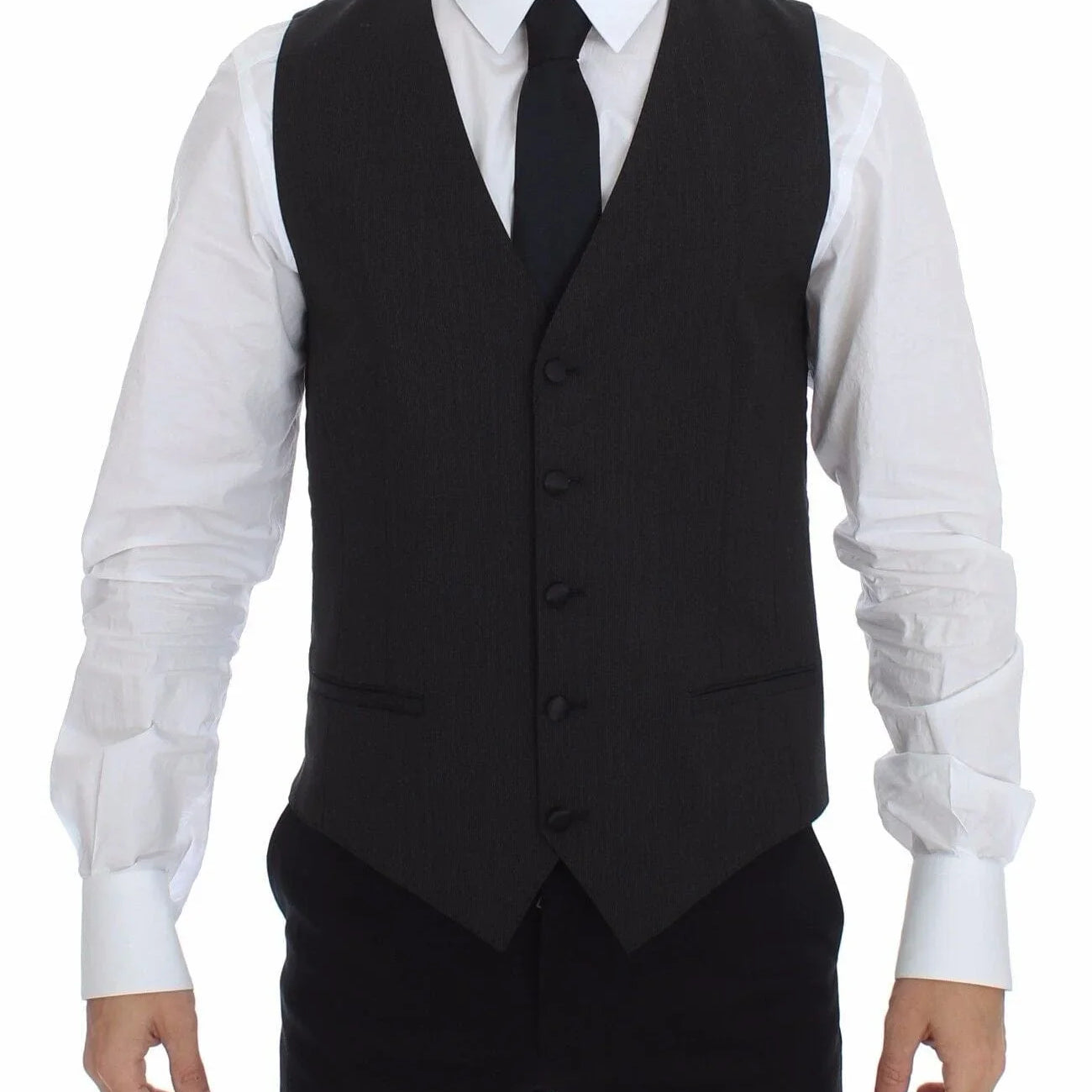 Dolce & Gabbana Formal Vests IT48 | M Dolce & Gabbana Elegant Gray Wool Stretch Dress Vest