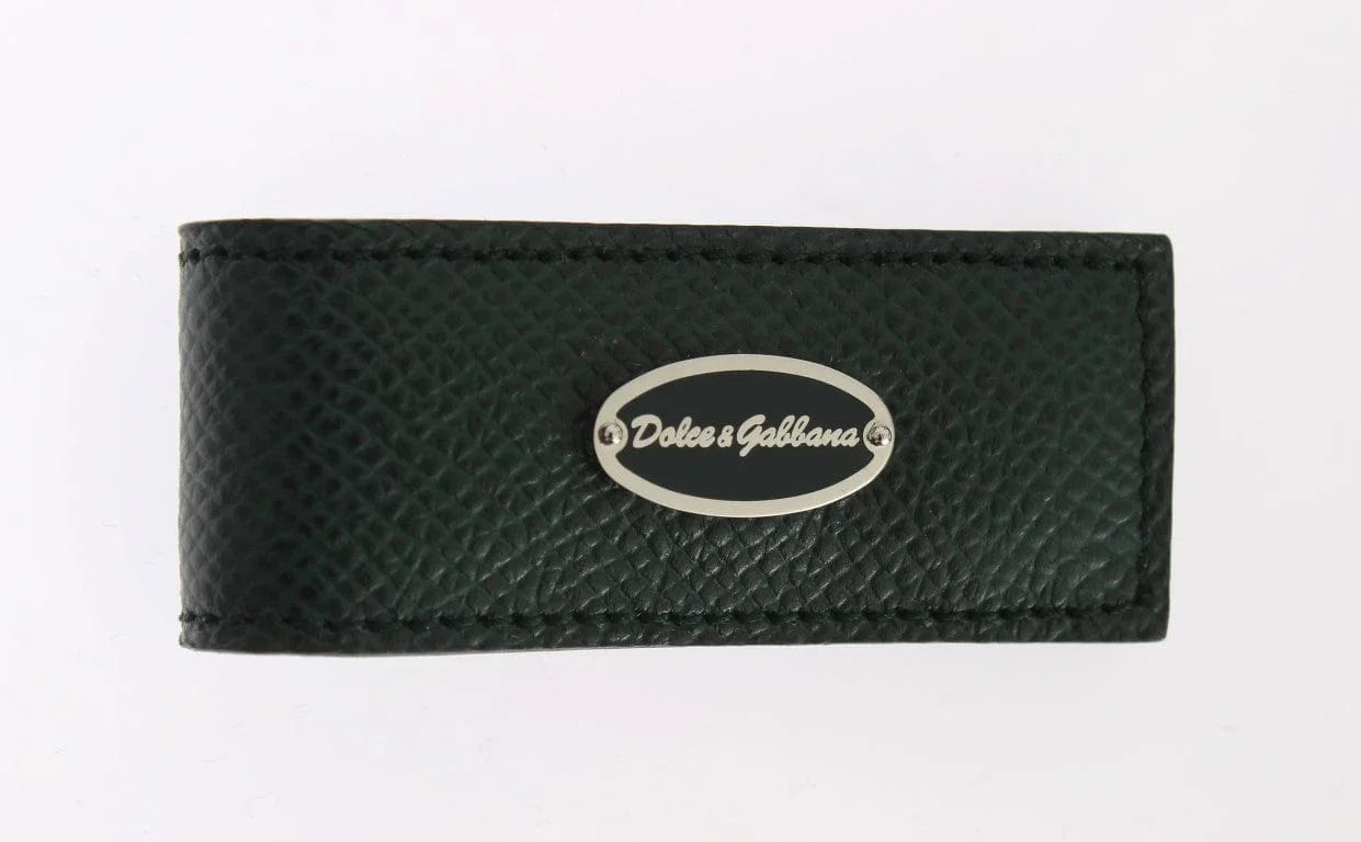 Dolce & Gabbana Money Clips Dolce & Gabbana Elegant Green Leather Money Clip