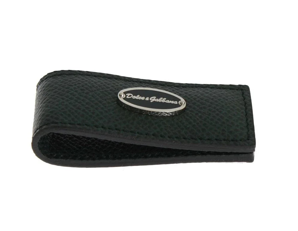 Dolce & Gabbana Money Clips Dolce & Gabbana Elegant Green Leather Money Clip