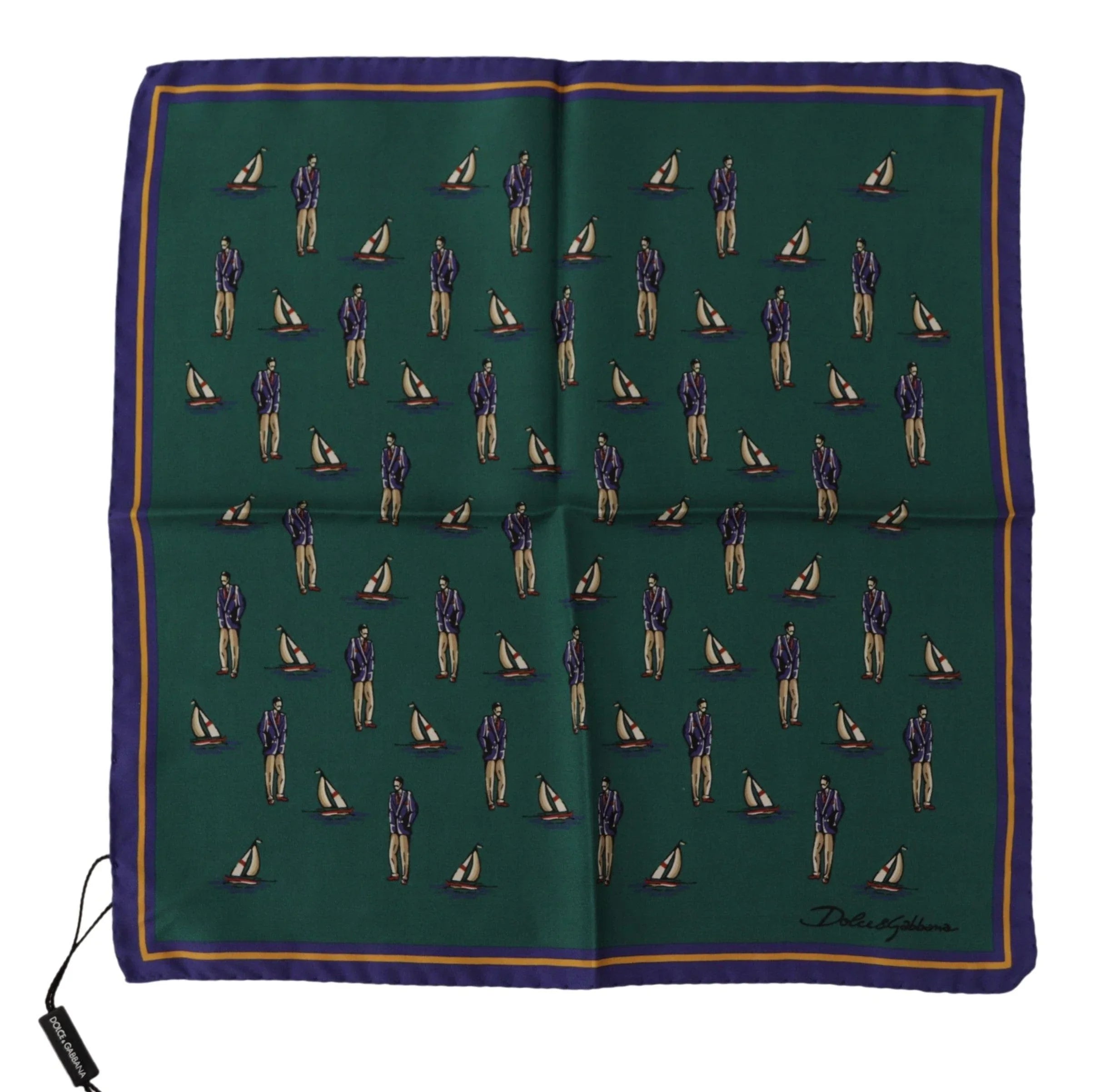 Dolce & Gabbana Scarves Dolce & Gabbana Elegant Green Silk Men's Square Scarf