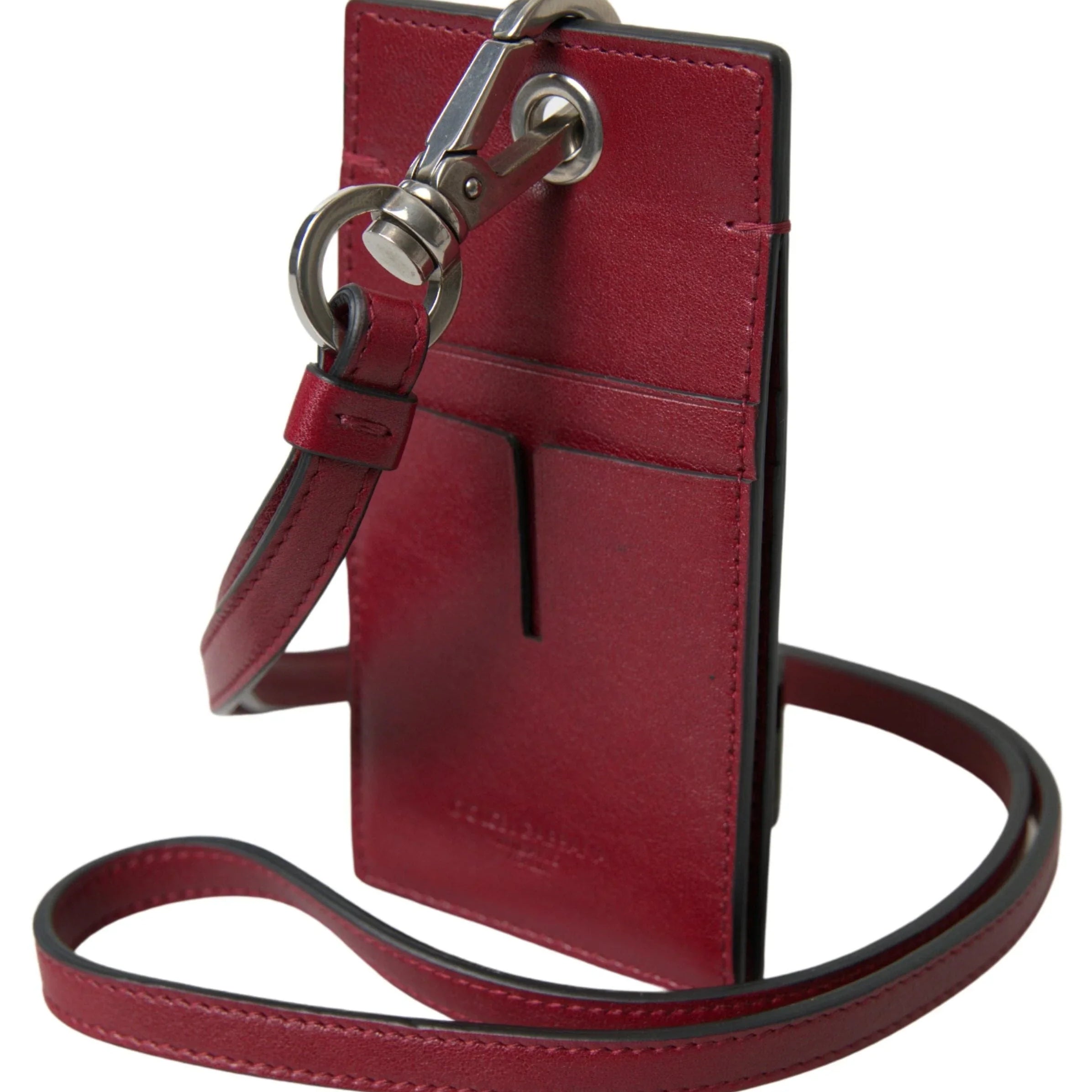 Dolce & Gabbana Wallets Dolce & Gabbana Elegant Red Leather Cardholder with Lanyard