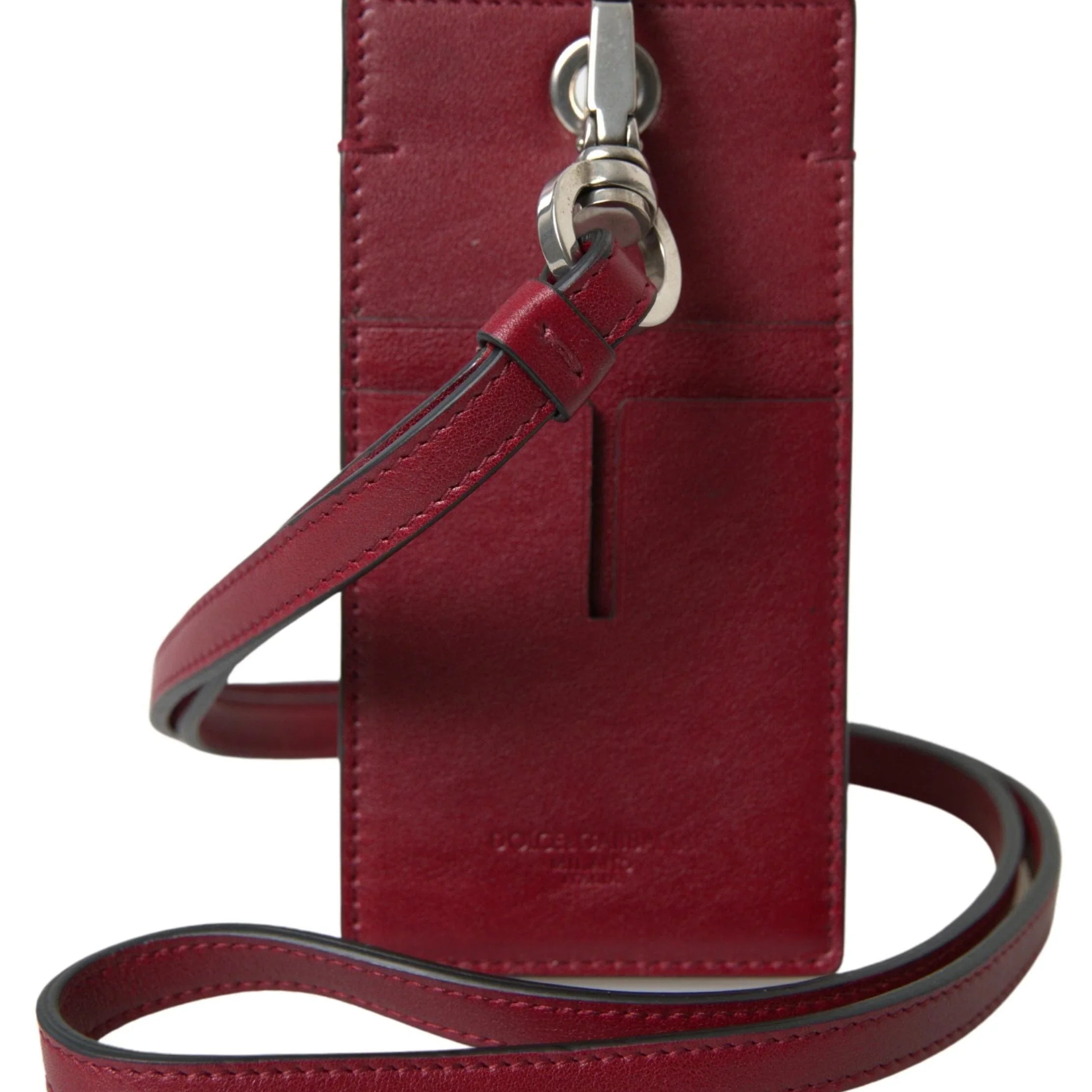 Dolce & Gabbana Wallets Dolce & Gabbana Elegant Red Leather Cardholder with Lanyard