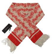 Dolce & Gabbana Scarves Dolce & Gabbana Elegant Silk Men's Scarf Wrap - Red Coral Print