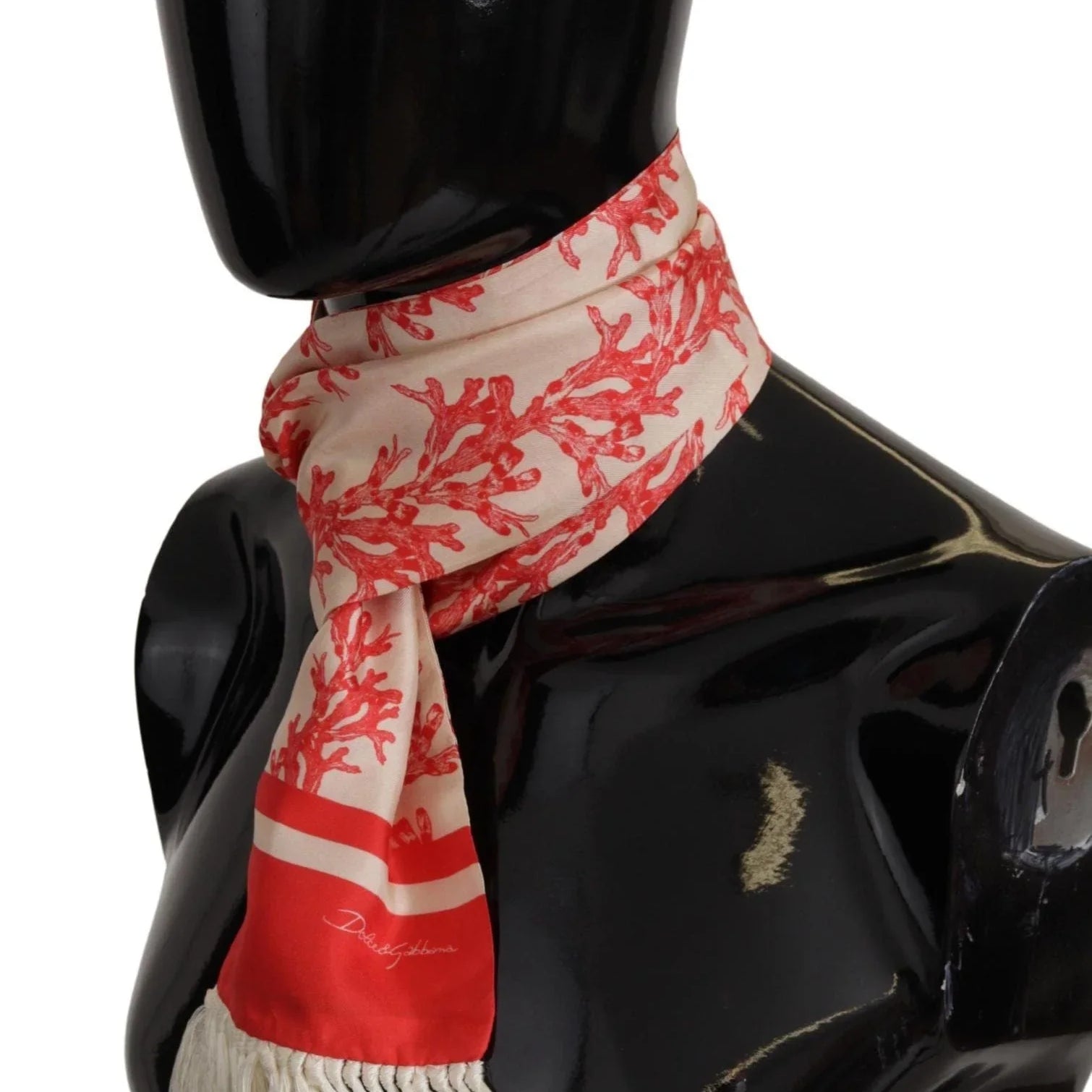 Dolce & Gabbana Scarves Dolce & Gabbana Elegant Silk Men's Scarf Wrap - Red Coral Print