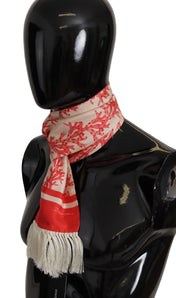 Dolce & Gabbana Scarves Dolce & Gabbana Elegant Silk Men's Scarf Wrap - Red Coral Print