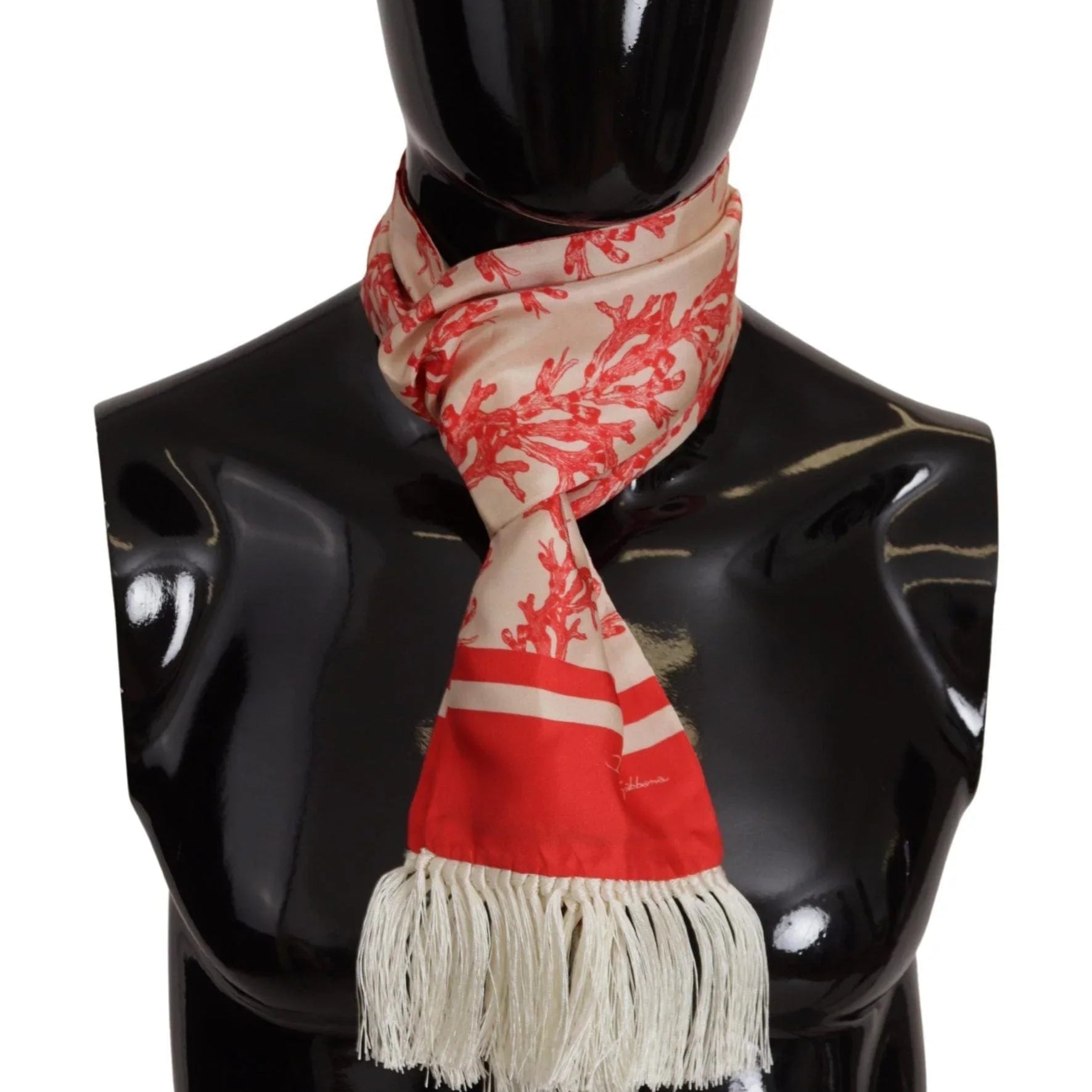 Dolce & Gabbana Scarves Dolce & Gabbana Elegant Silk Men's Scarf Wrap - Red Coral Print