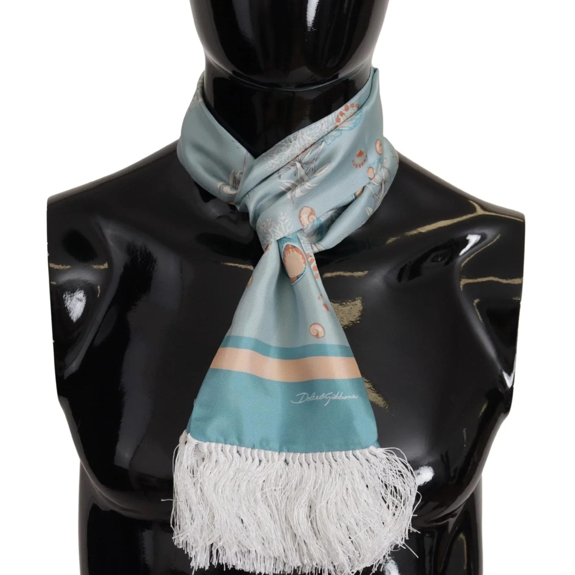 Dolce & Gabbana Scarves Dolce & Gabbana Elegant Silk Scarf with Shell Motif