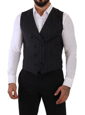 Dolce & Gabbana Formal Vests IT48 | M Dolce & Gabbana Elegant Striped Double-Breasted Dress Vest